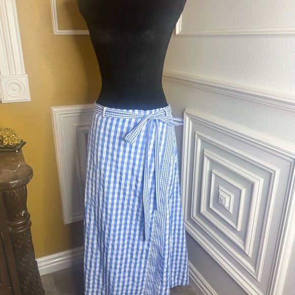 Thakoon x RTR 
Gingham Wrap Midi Skirt Blue Gingham Women's Skirt - Picture 12 of 12